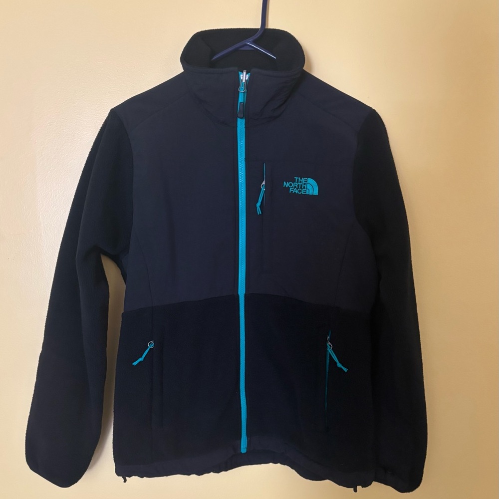 The North Face Black Fleece Women’s Jacket with Teal Zipper & Logo